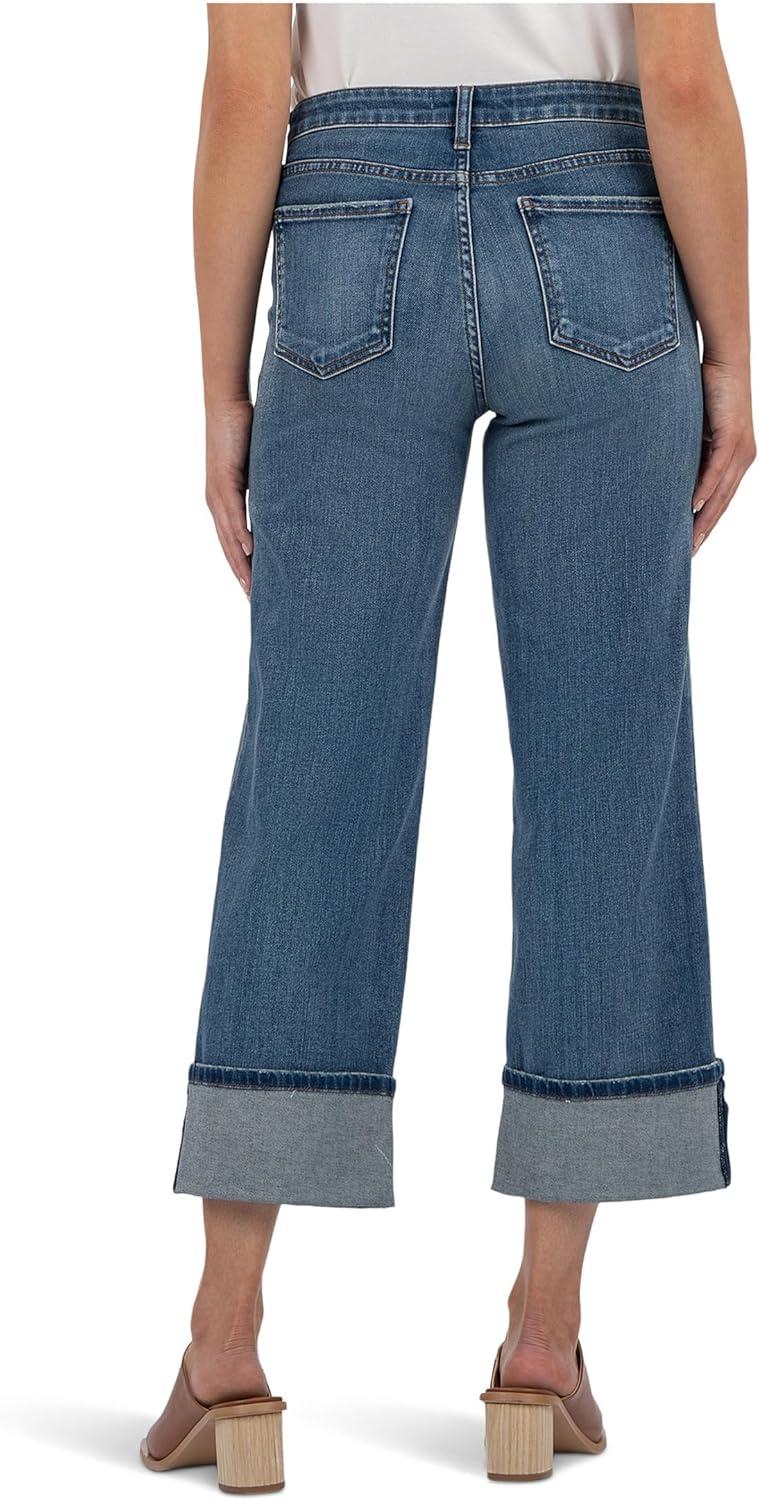 image:imageKUT from The Kloth Womens Charlotte High Rise Wide Leg Roll Up Serenity 16 Inseam 30