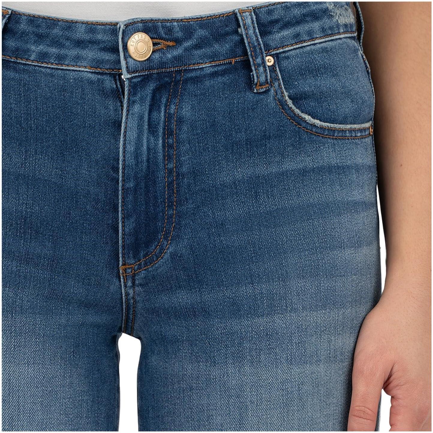 image:imageKUT from The Kloth Womens Charlotte High Rise Wide Leg Roll Up Serenity 16 Inseam 30