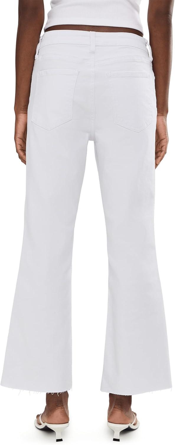 image:imageKUT from The Kloth Womens Kelsey HighRise Ankle Flare with Raw Hem in Optic WhiteOptic White