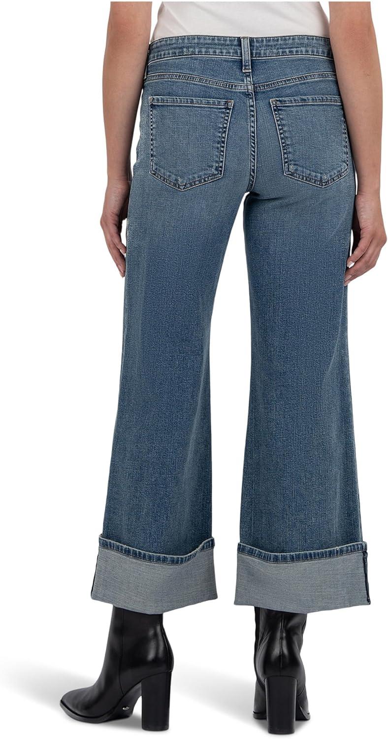 image:imageKUT from The Kloth Womens Meg High Rise Fab Ab Wide Legs Roll Up Regular HemIncontrovertible