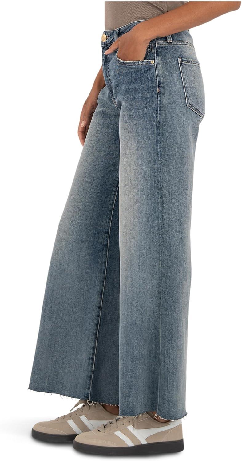 image:imageKUT from The Kloth Womens Ryan High Rise Fab Ab Super Wide Leg Raw HemBelieve
