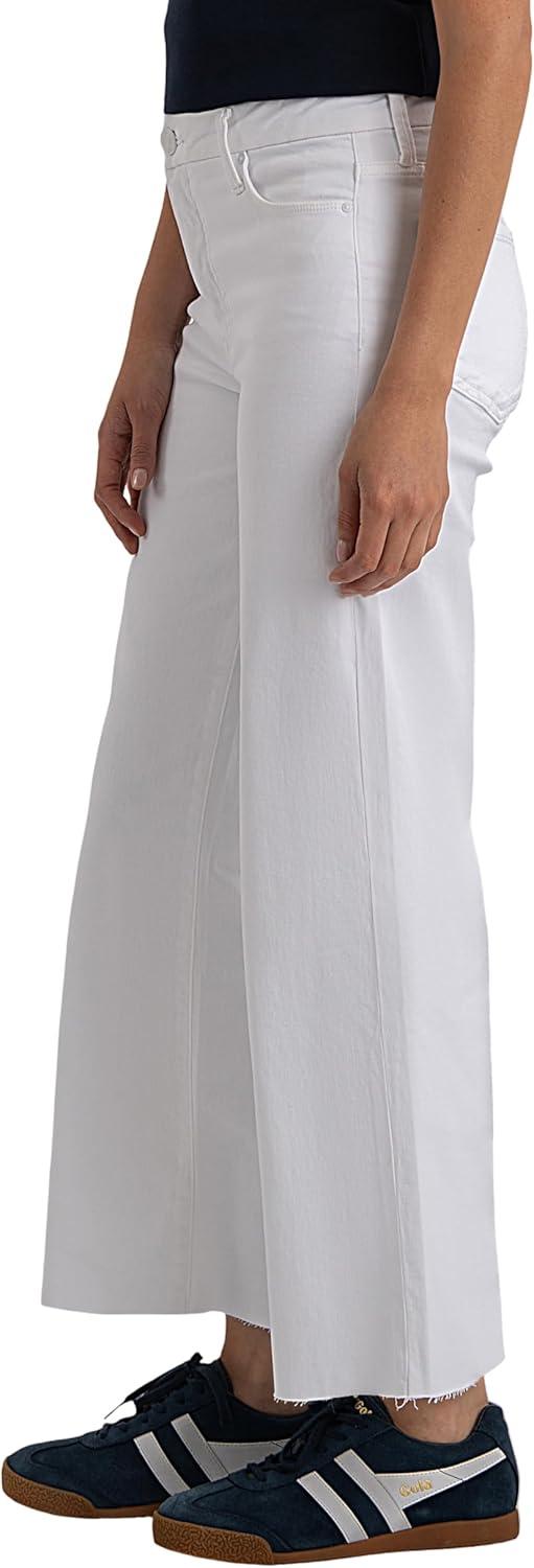 image:imageKUT from the Kloth Meg HighRise Fab Ab Wide Leg Raw HemOptic White