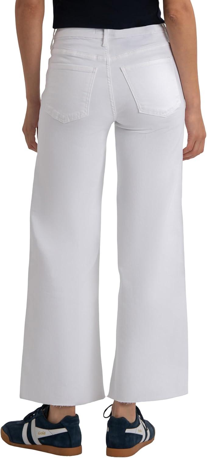 image:imageKUT from the Kloth Meg HighRise Fab Ab Wide Leg Raw HemOptic White