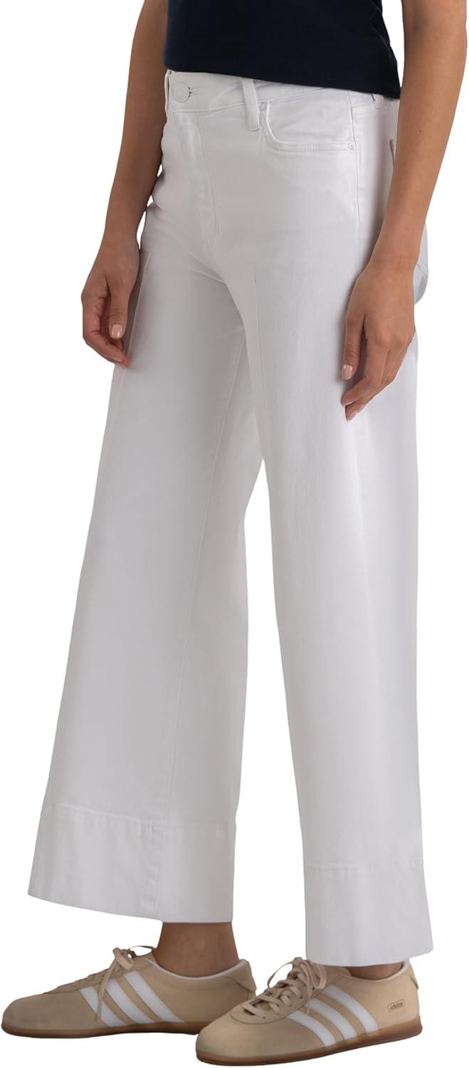 image:imageKUT from the Kloth Meg HighRise Fab Ab Wide Leg Raw HemOptic White Pintuck