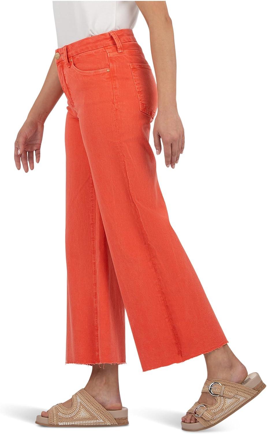 image:imageKUT from the Kloth Meg HighRise Fab Ab Wide Leg Raw HemTangerine
