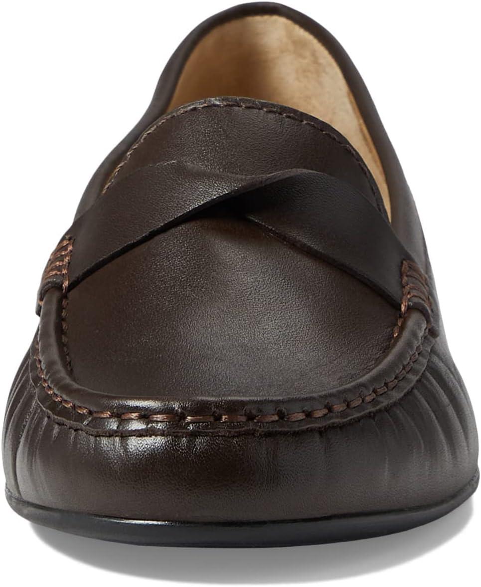 image:imageWomens Genuine Leather Casual Comfort Slip on LoafersBrown Nappa