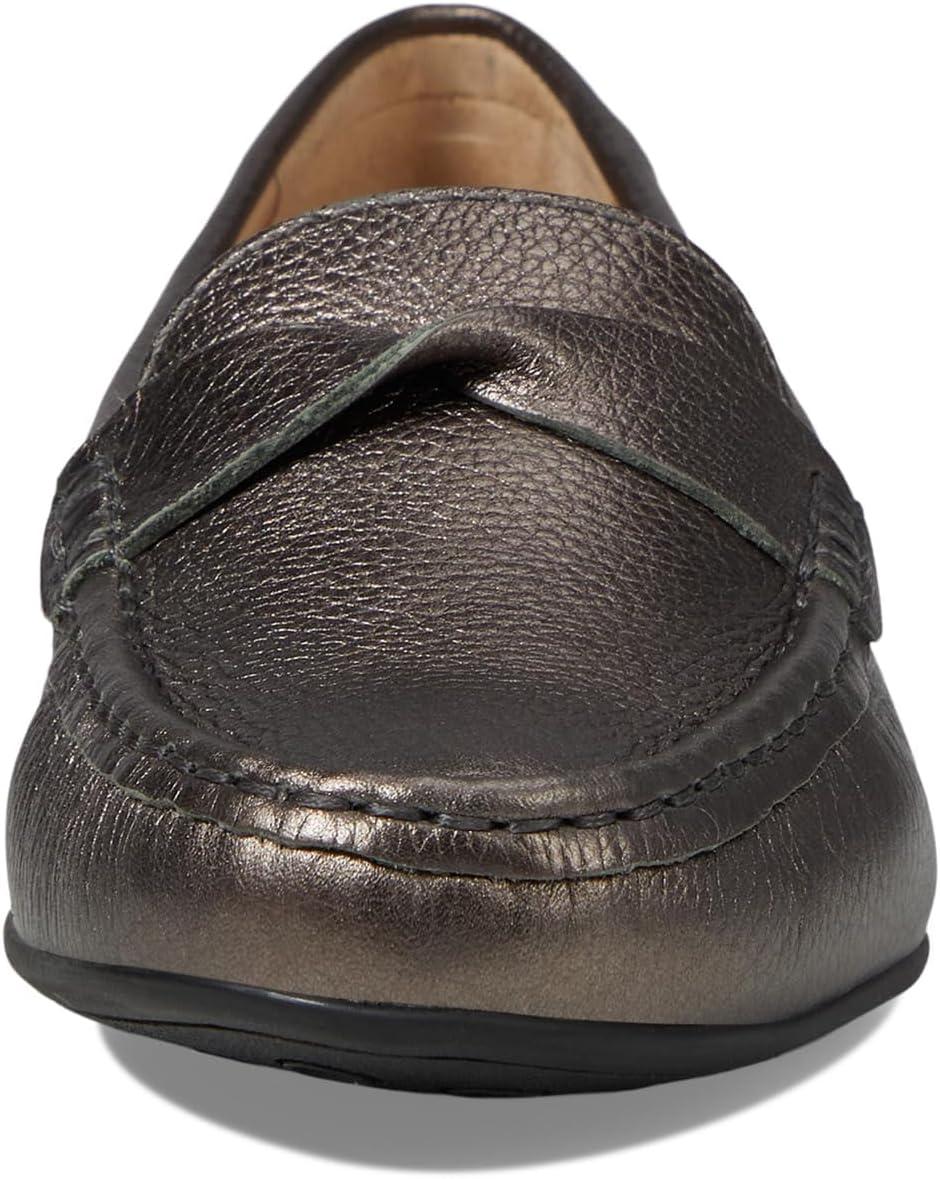 image:imageWomens Genuine Leather Casual Comfort Slip on LoafersPewter Metallic