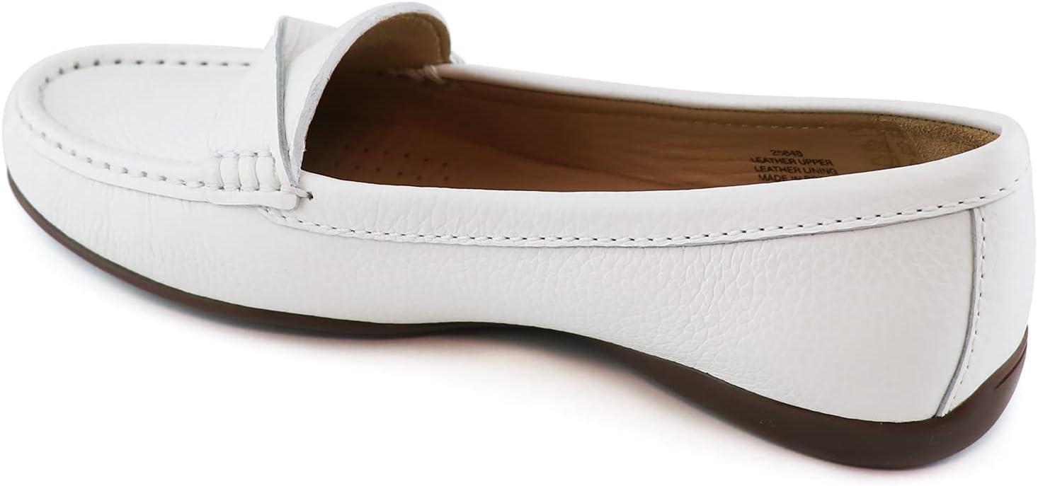 image:imageWomens Genuine Leather Casual Comfort Slip on LoafersWhite Tumbled