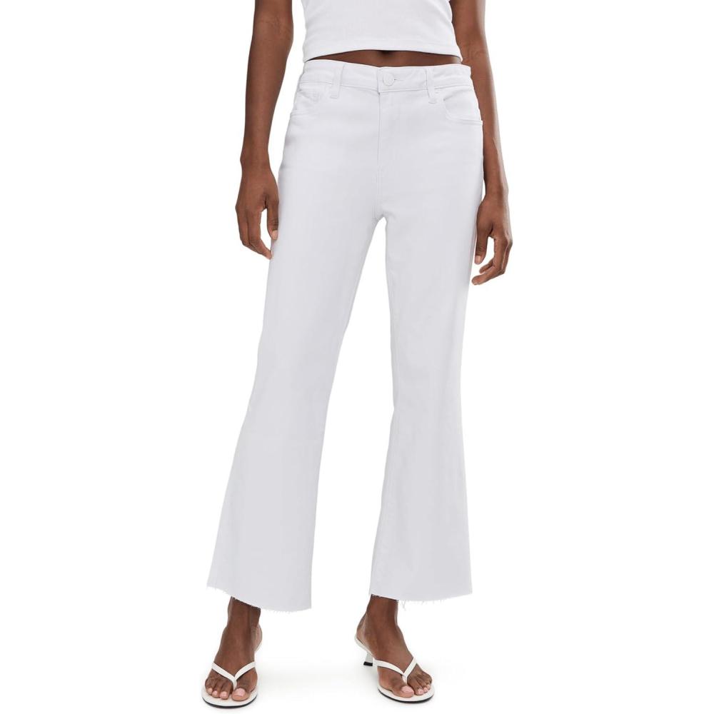 image:imageKUT from The Kloth Womens Kelsey HighRise Ankle Flare with Raw Hem in Optic WhiteOptic White
