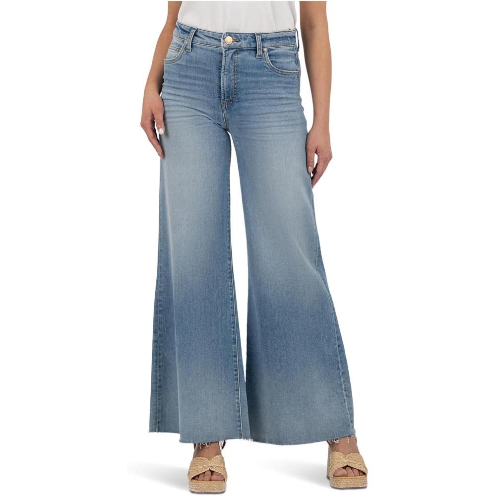 image:imageKUT from The Kloth Womens Ryan High Rise Fab Ab Super Wide Leg Raw HemGenerosity