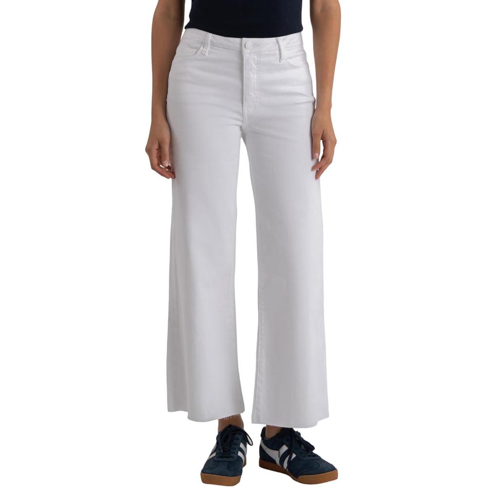 image:imageKUT from the Kloth Meg HighRise Fab Ab Wide Leg Raw HemOptic White
