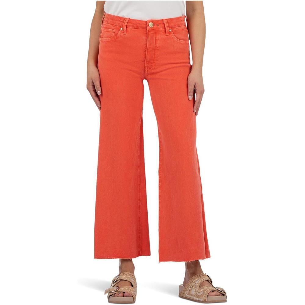 image:imageKUT from the Kloth Meg HighRise Fab Ab Wide Leg Raw HemTangerine