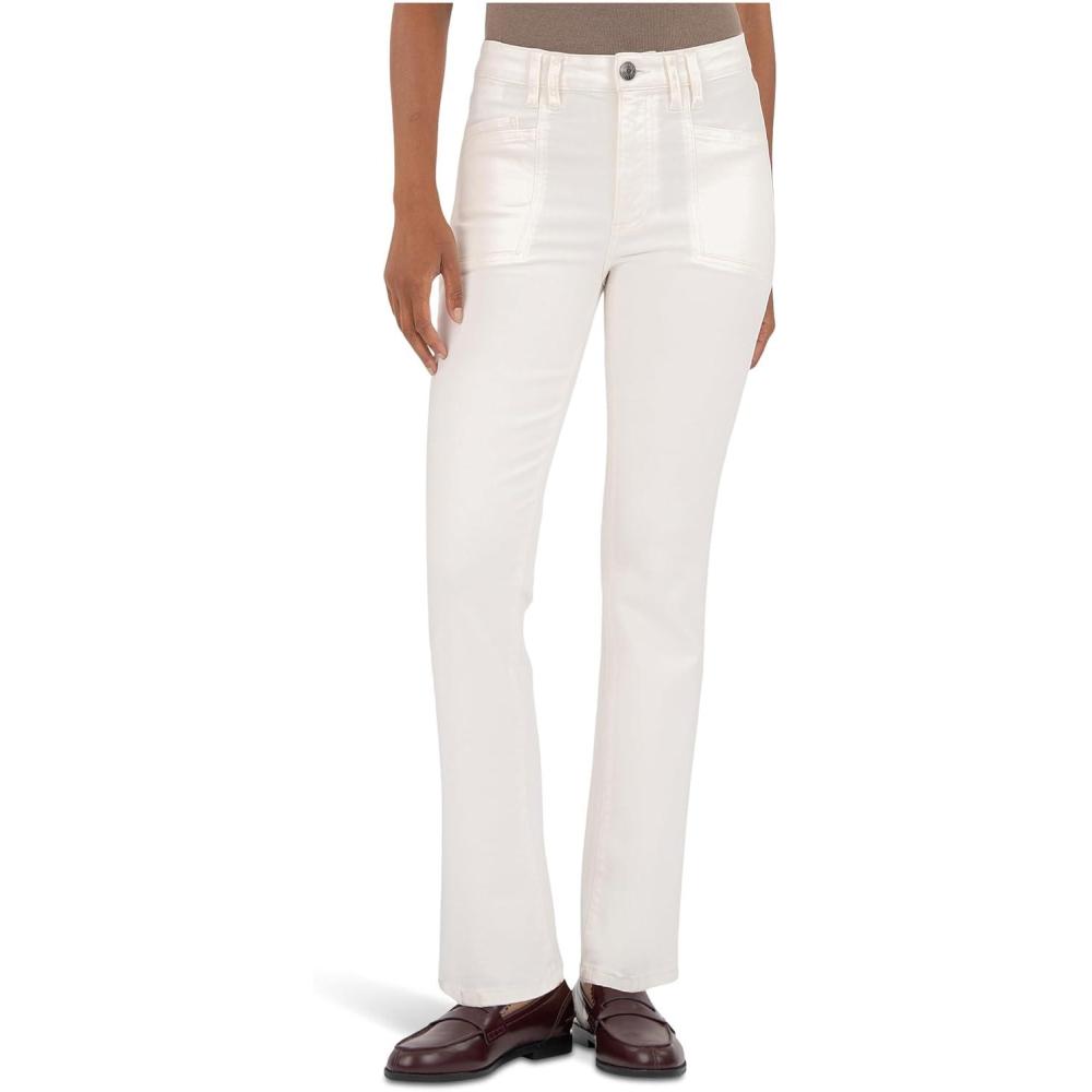 image:imageKUT from the Kloth Womens Kelsey HighRise Ankle Flare Front Pocketss Inset in CreamCream