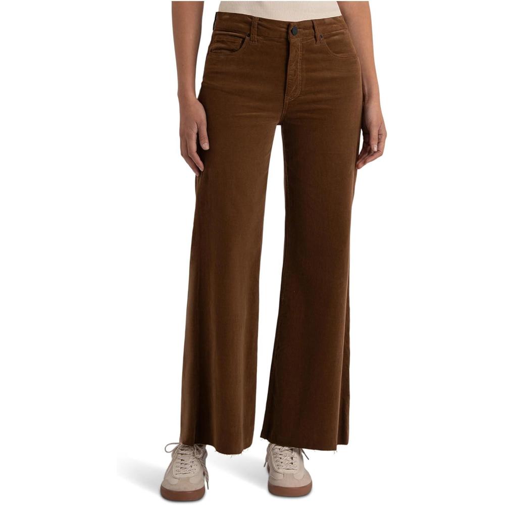 image:imageKUT from the Kloth Womens Meg HighRise Fab Ab Wide Leg Raw HemLong Inseam in CognacCognac