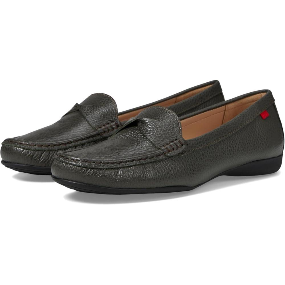 image:imageWomens Genuine Leather Casual Comfort Slip on LoafersDark Olive Grainy