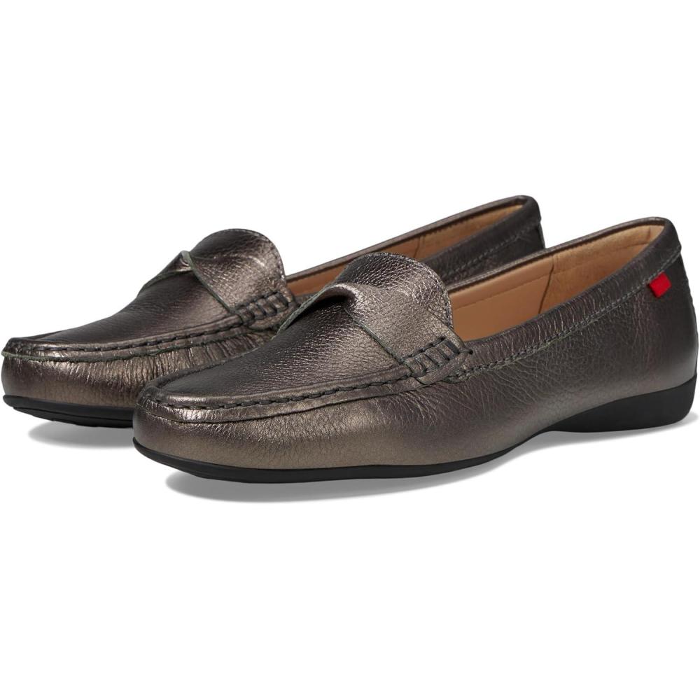 image:imageWomens Genuine Leather Casual Comfort Slip on LoafersPewter Metallic