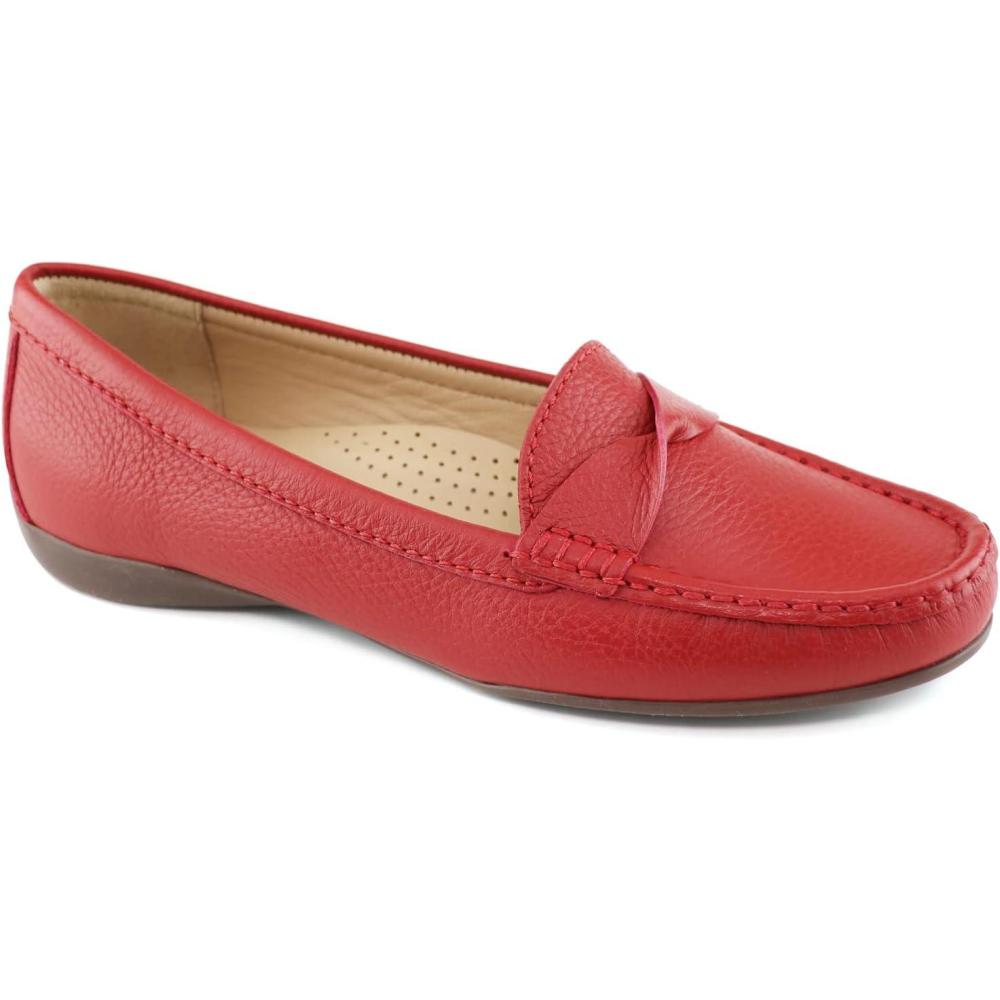 image:imageWomens Genuine Leather Casual Comfort Slip on LoafersRed Tumbled