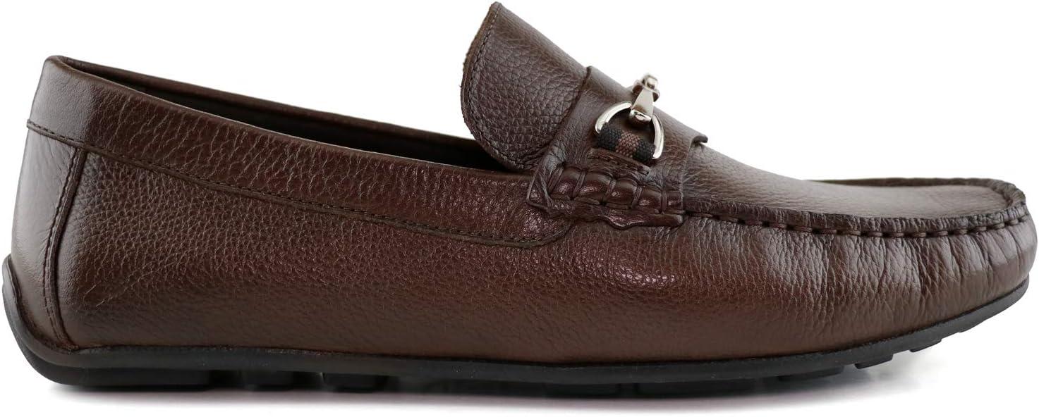 image:imageMJNY Mens Casual Comfortable Genuine Leather Lightweight Driving Moccasins Classic Fashion Buckle Loafer Slip On Breathable Driving LoaferBrown Grainy