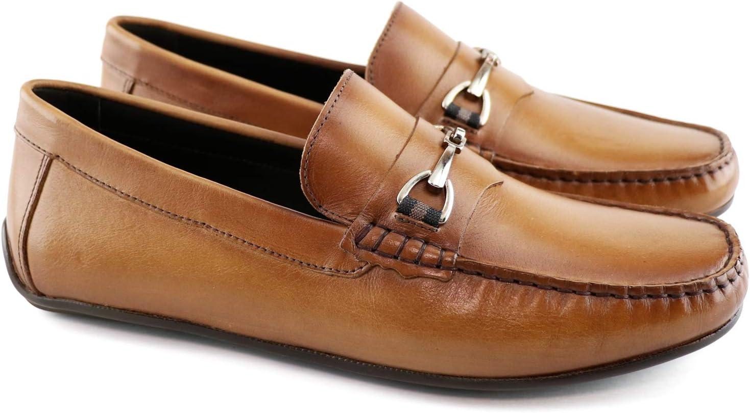 image:imageMJNY Mens Casual Comfortable Genuine Leather Lightweight Driving Moccasins Classic Fashion Buckle Loafer Slip On Breathable Driving LoaferTan Napa