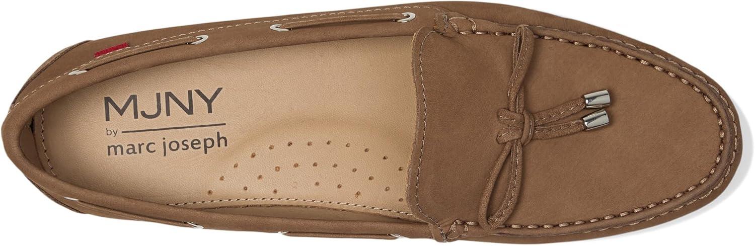 image:imageMJNY Womens Casual Comfortable Genuine Leather Lightweight Driving Moccasins Classic Fashion Tiebow Slip On Ladies Driving Loafer Flat ShoesCappuccino Nobuck