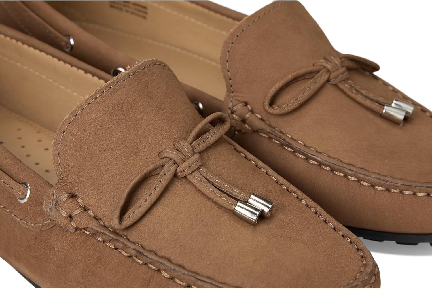 image:imageMJNY Womens Casual Comfortable Genuine Leather Lightweight Driving Moccasins Classic Fashion Tiebow Slip On Ladies Driving Loafer Flat ShoesCappuccino Nobuck