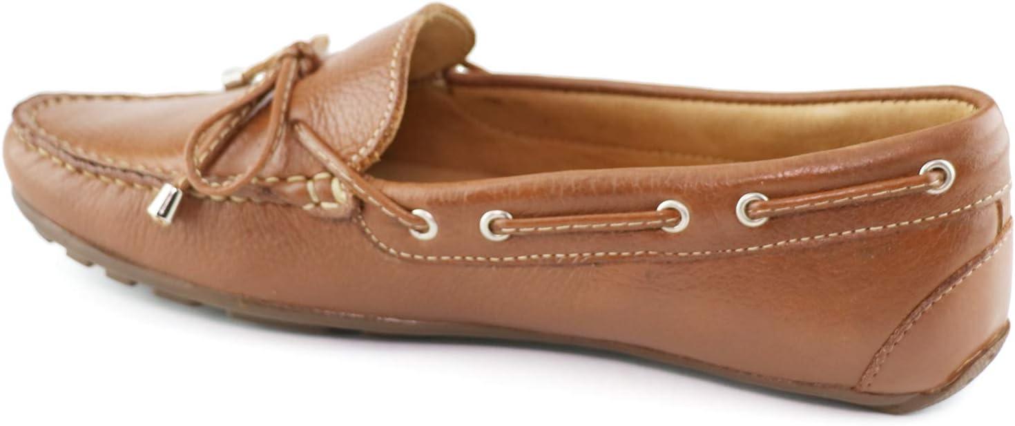 image:imageMJNY Womens Casual Comfortable Genuine Leather Lightweight Driving Moccasins Classic Fashion Tiebow Slip On Ladies Driving Loafer Flat ShoesTan Soft Grainy