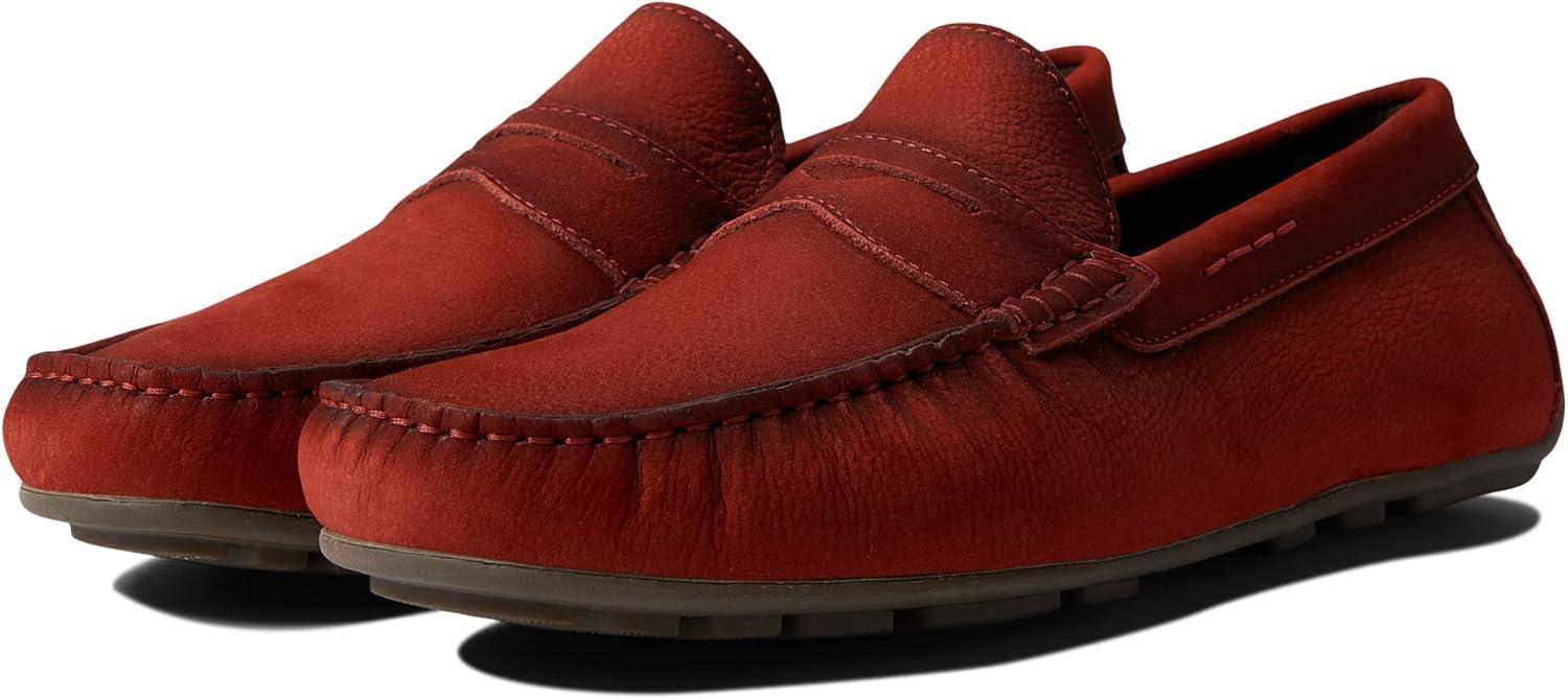 image:imageMens Leather Casual Slip On Penny LoafersRed Nobuck Grainy