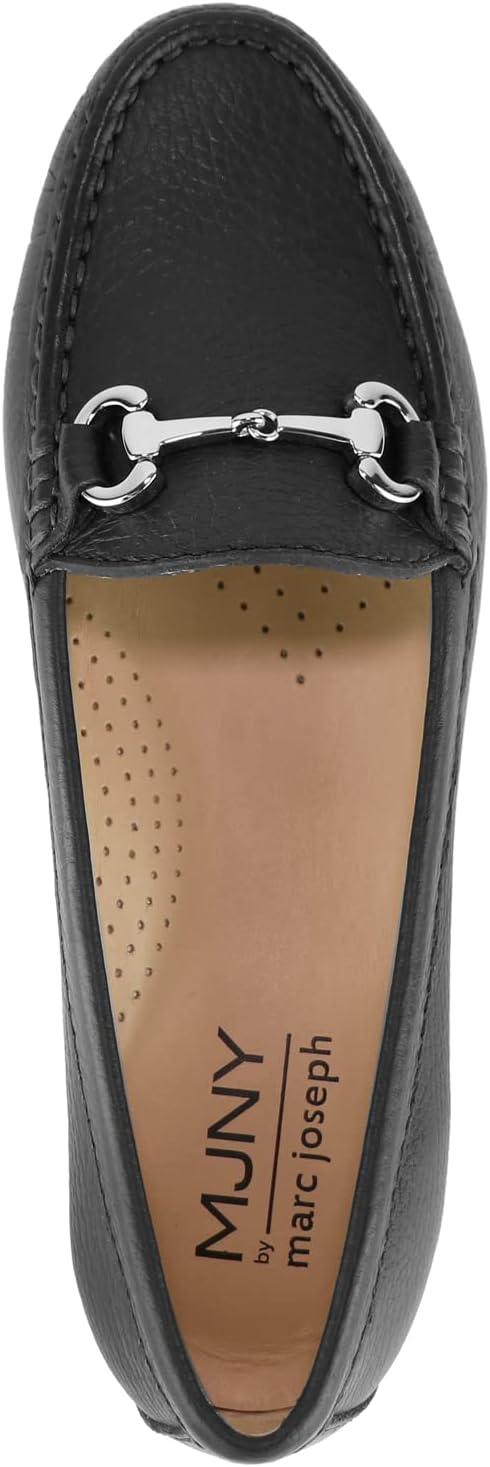 image:imageWomens Genuine Leather Slip on Buckle LoaferBlack Grainy