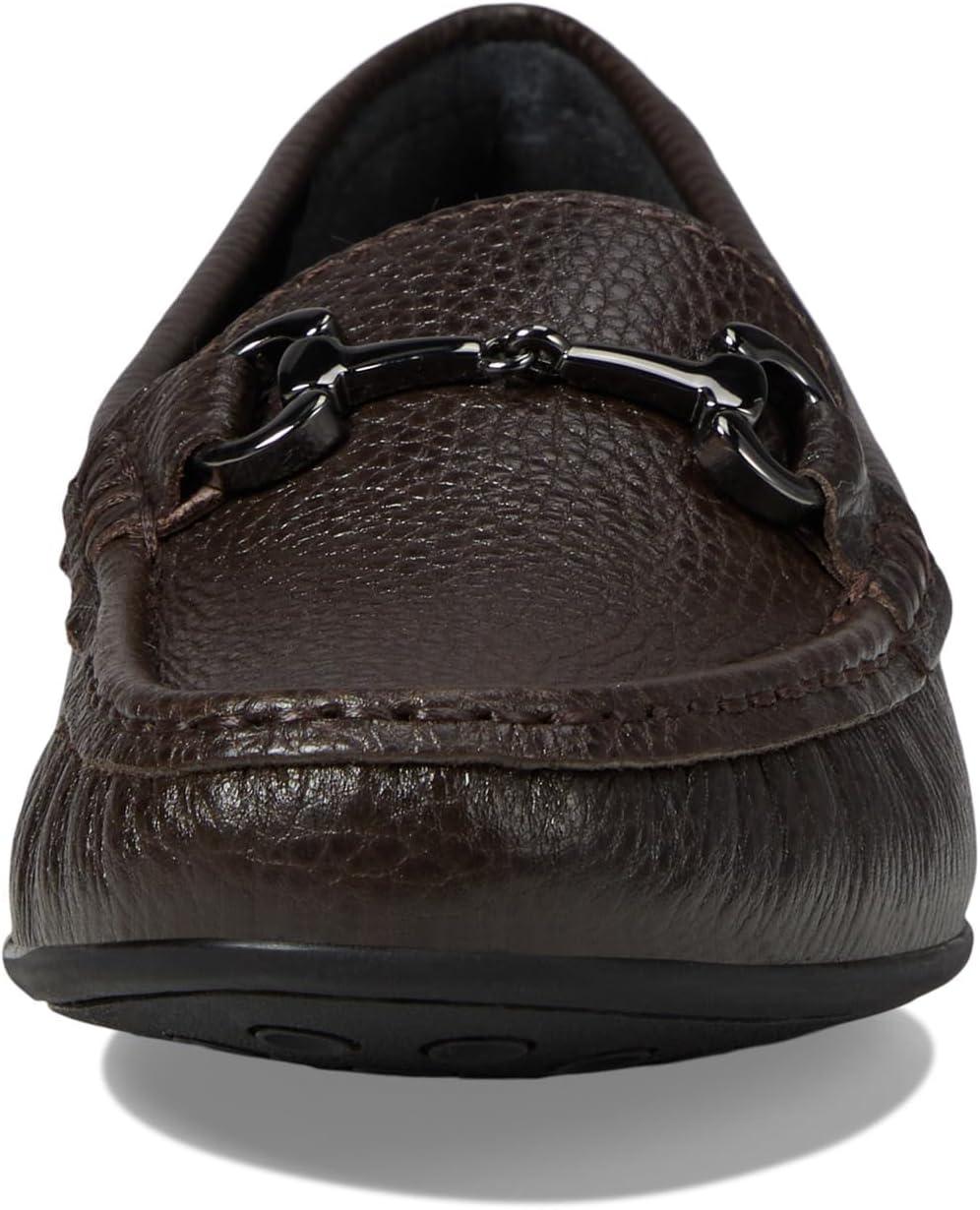 image:imageWomens Genuine Leather Slip on Buckle LoaferBrown Grainy