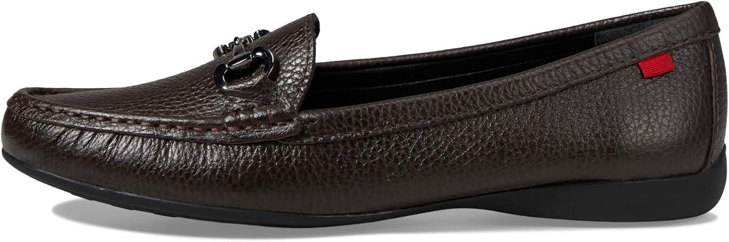 image:imageWomens Genuine Leather Slip on Buckle LoaferBrown Grainy