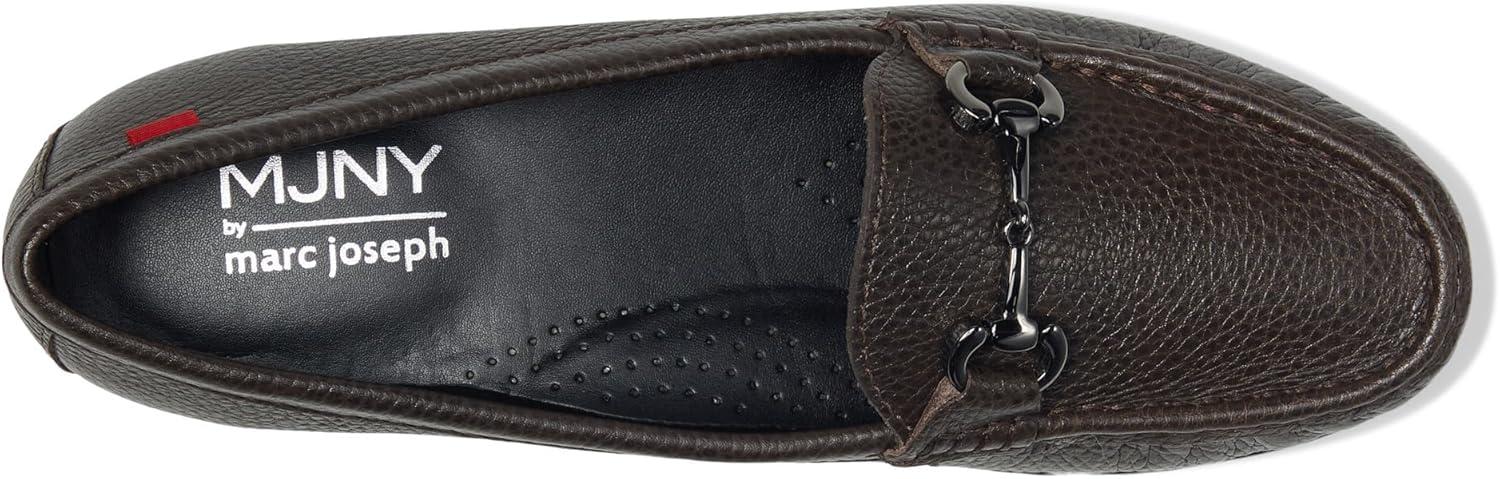 image:imageWomens Genuine Leather Slip on Buckle LoaferBrown Grainy