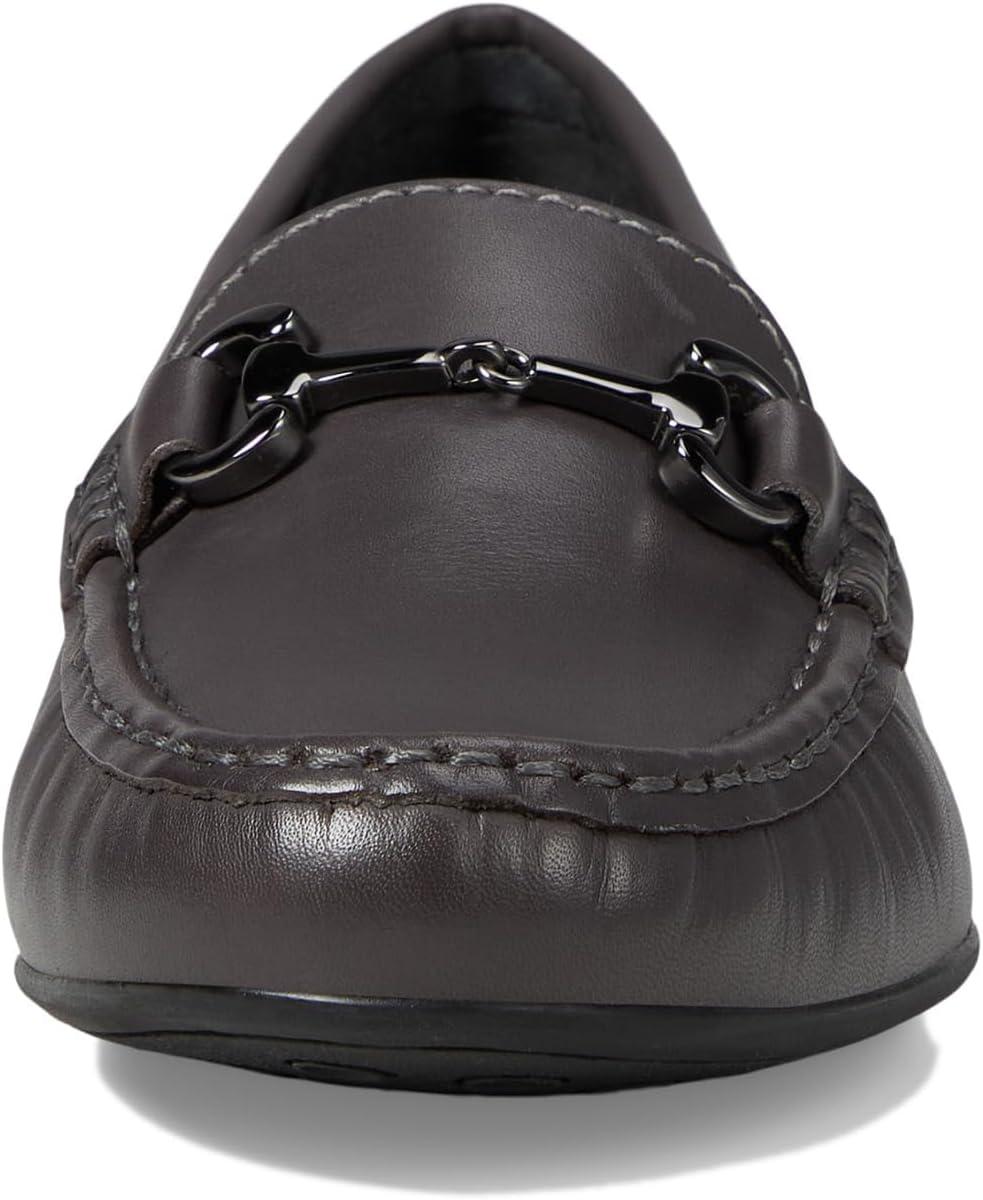 image:imageWomens Genuine Leather Slip on Buckle LoaferGrey Napa