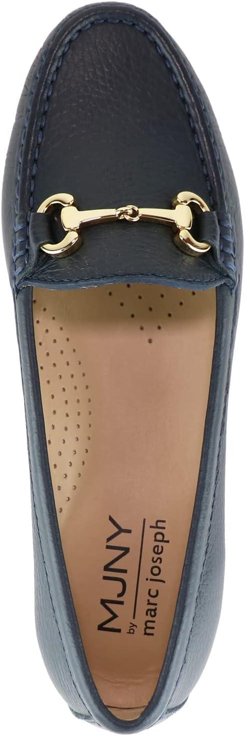 image:imageWomens Genuine Leather Slip on Buckle LoaferNavy Grainy