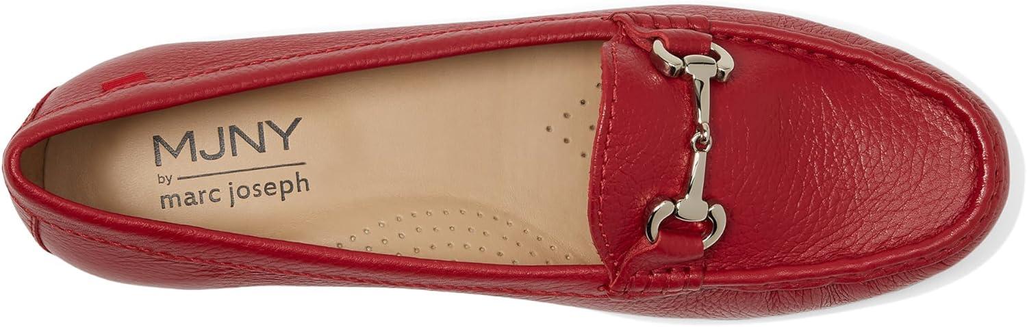 image:imageWomens Genuine Leather Slip on Buckle LoaferRed Grainy 1