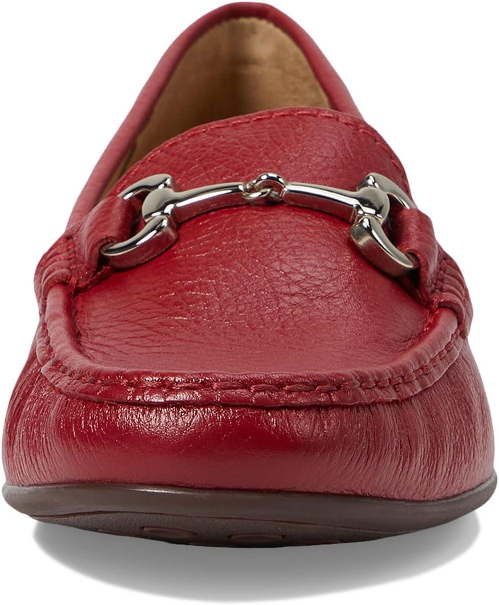image:imageWomens Genuine Leather Slip on Buckle LoaferRed Grainy 1