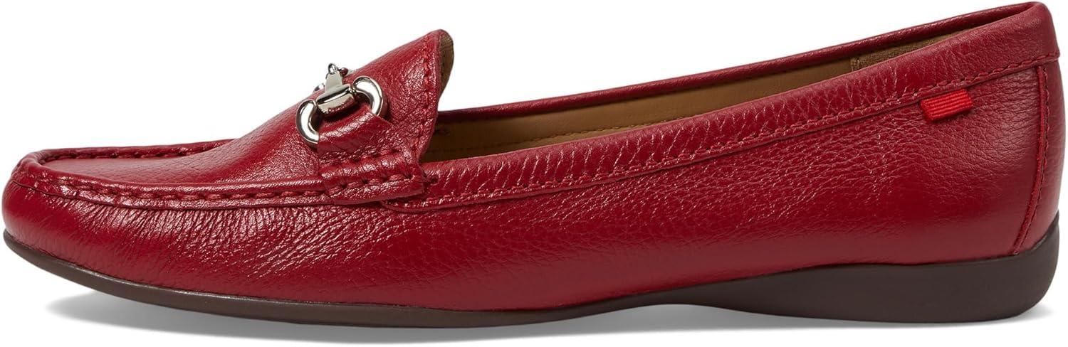 image:imageWomens Genuine Leather Slip on Buckle LoaferRed Grainy 1