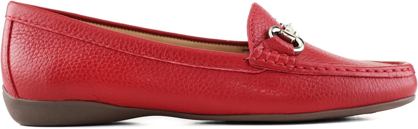 image:imageWomens Genuine Leather Slip on Buckle LoaferRed Grainy