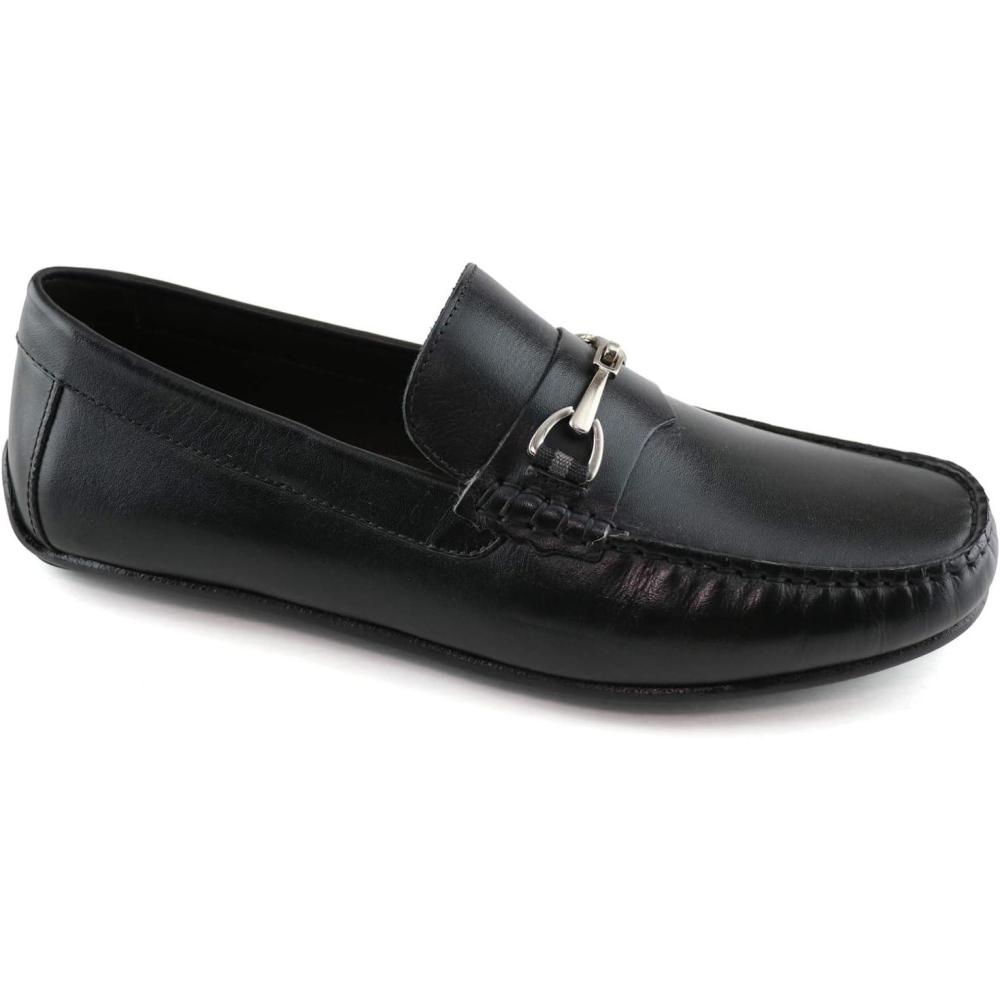 image:imageMJNY Mens Casual Comfortable Genuine Leather Lightweight Driving Moccasins Classic Fashion Buckle Loafer Slip On Breathable Driving LoaferBlack Napa