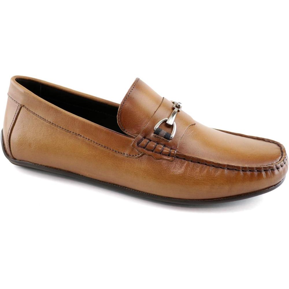 image:imageMJNY Mens Casual Comfortable Genuine Leather Lightweight Driving Moccasins Classic Fashion Buckle Loafer Slip On Breathable Driving LoaferTan Napa