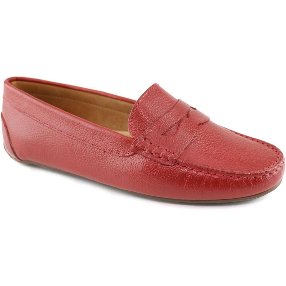 image:imageMJNY Womens Casual Comfortable Genuine Leather Lightweight Driving Moccasins Classic Fashion Penny Slip On Ladies Driving Loafer Flat ShoesRed Grainy