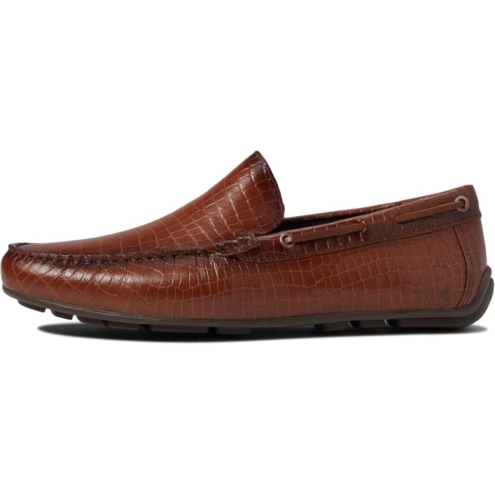 image:imageMens Genuine Leather Casual Slip On Venetian LoafersCognac Croco