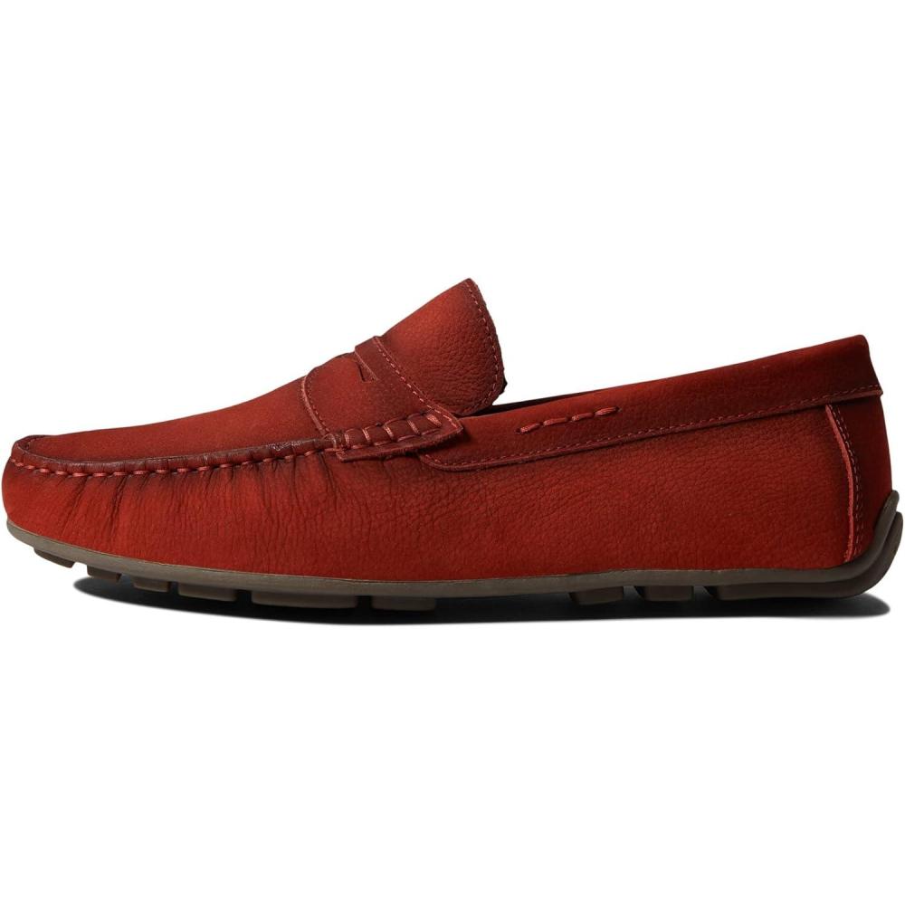 image:imageMens Leather Casual Slip On Penny LoafersRed Nobuck Grainy