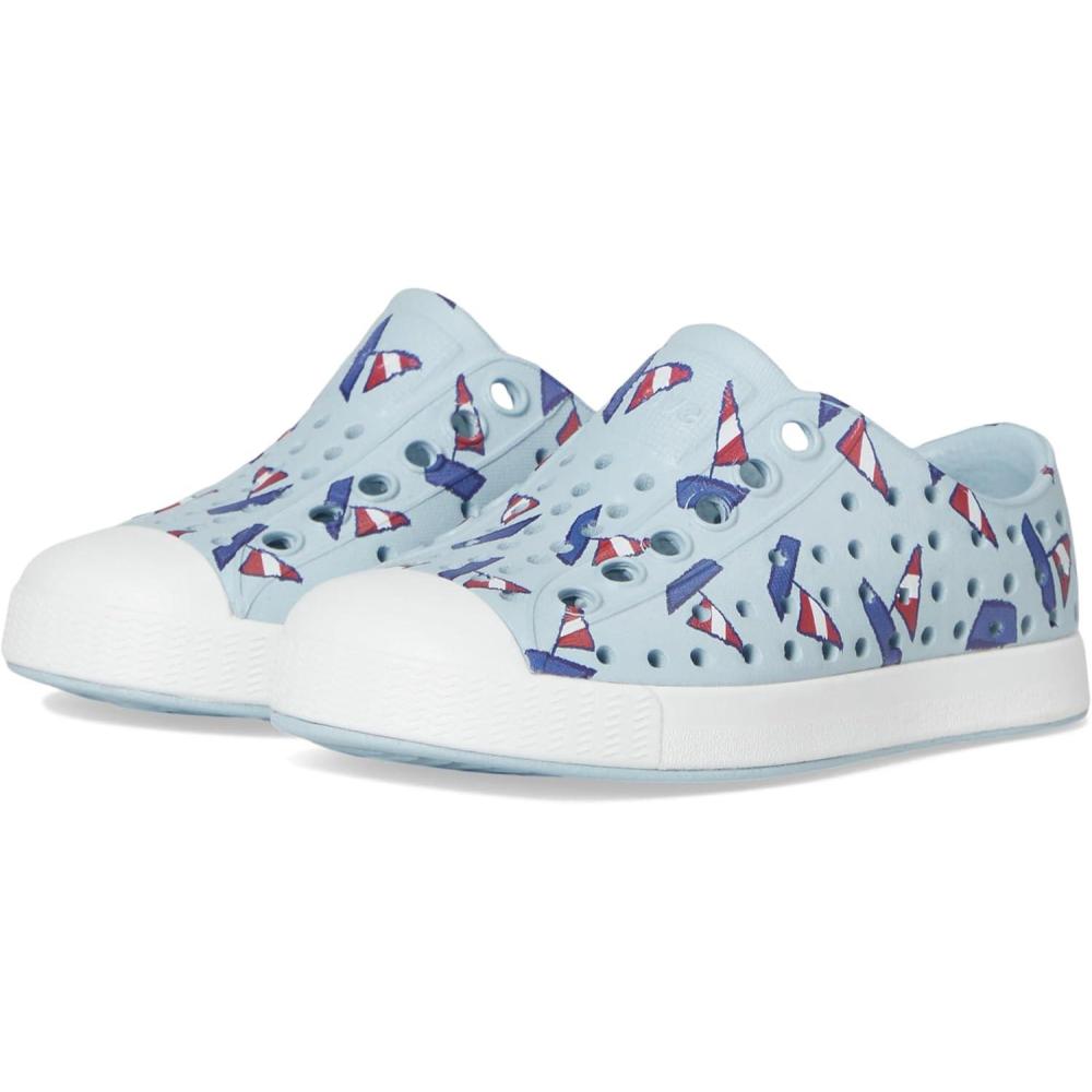 image:imageNative Shoes Kids Jefferson SlipOn ShoeAir BlueShell WhiteSailboats