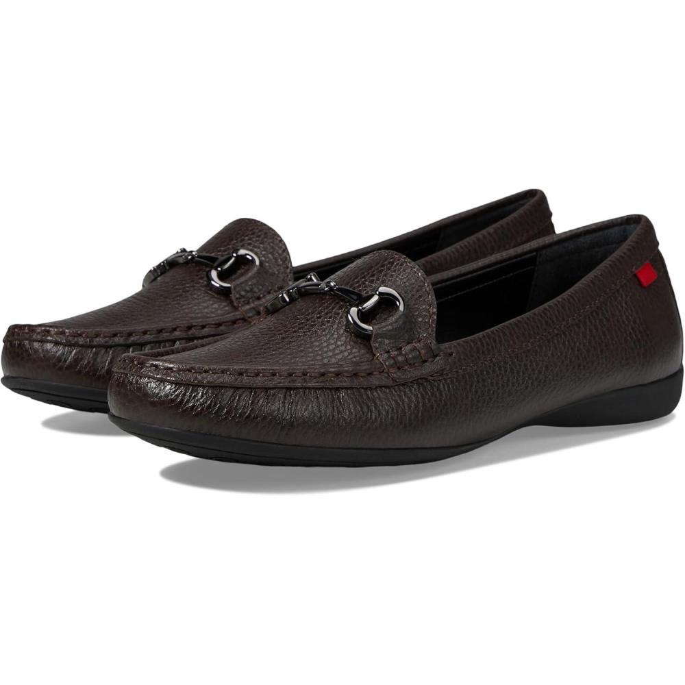 image:imageWomens Genuine Leather Slip on Buckle LoaferBrown Grainy