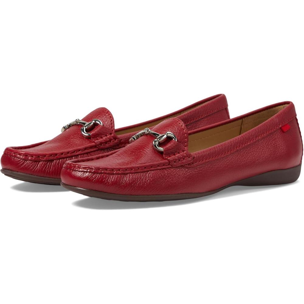 image:imageWomens Genuine Leather Slip on Buckle LoaferRed Grainy 1