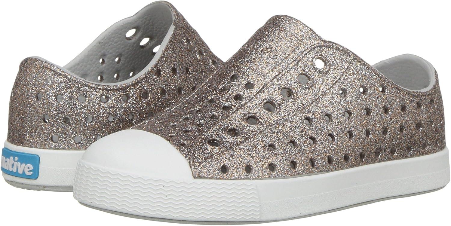 image:imageNative Kids Jefferson Iridescent Child SlipOn ToddlerLittle KidMetal BlingShell White