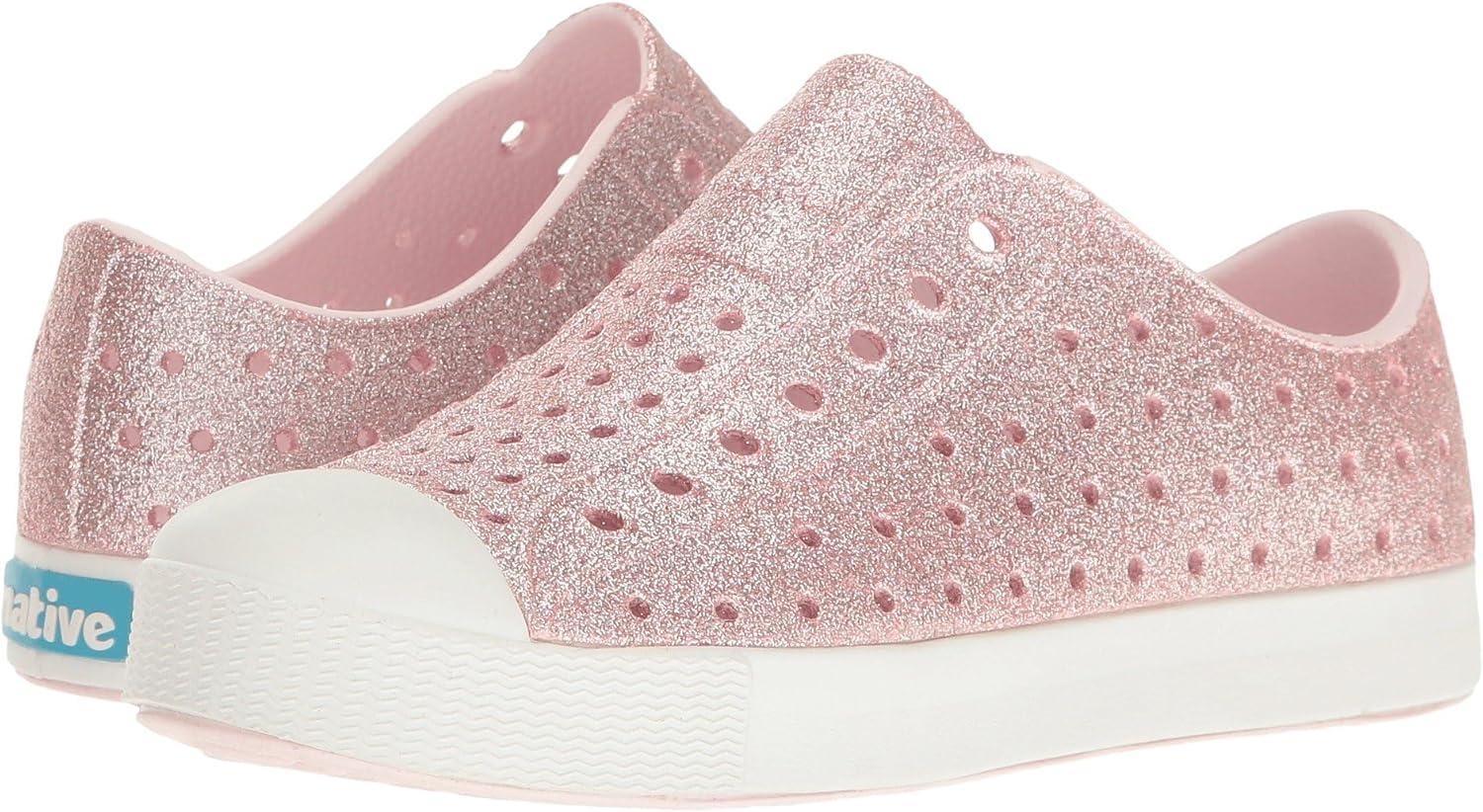 image:imageNative Kids Jefferson Iridescent Child SlipOn ToddlerLittle KidMilk Pink BlingShell White