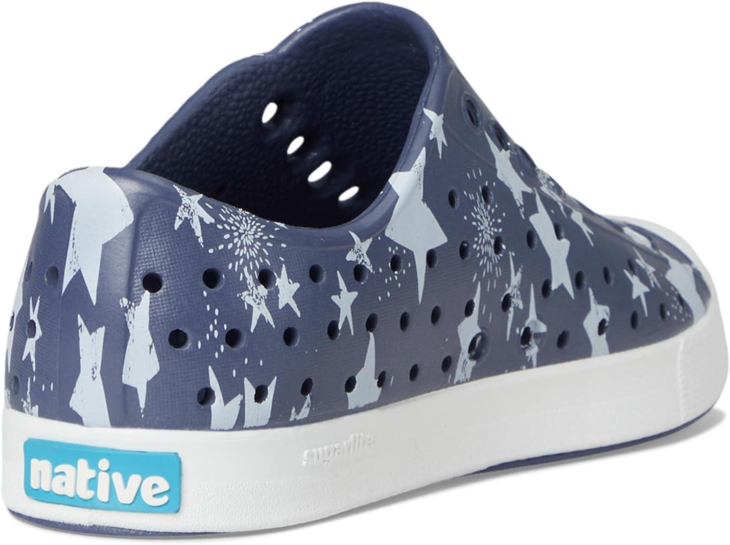 image:imageNative Shoes UnisexKids Jefferson Print SneakersDeep Sea BlueShell WhiteFirework Stars
