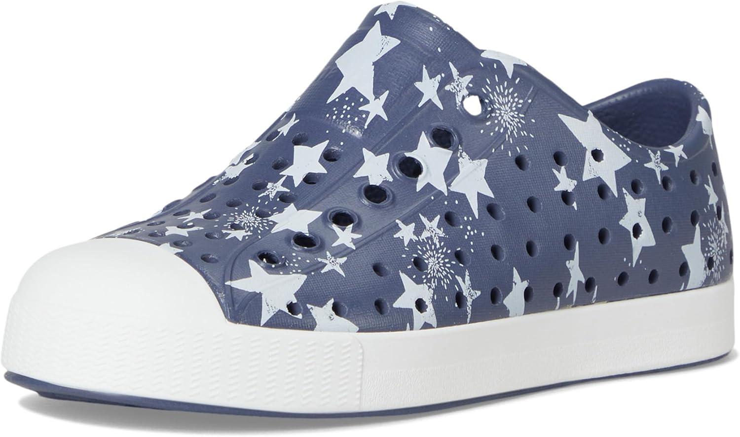 image:imageNative Shoes UnisexKids Jefferson Print SneakersDeep Sea BlueShell WhiteFirework Stars