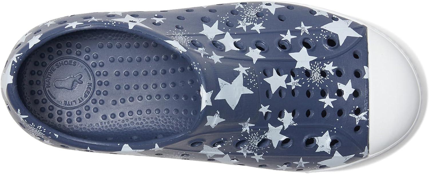 image:imageNative Shoes UnisexKids Jefferson Print SneakersDeep Sea BlueShell WhiteFirework Stars